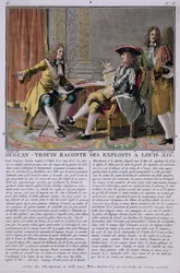 Duguay-Trouin (1673-1736) racontant ses exploits navals à Louis XIV, gravé par Madame de Cernel, 1789